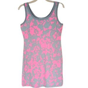 Mini Tank Dress XL Gray & Fluorescent Pink Built in Bra Stretch